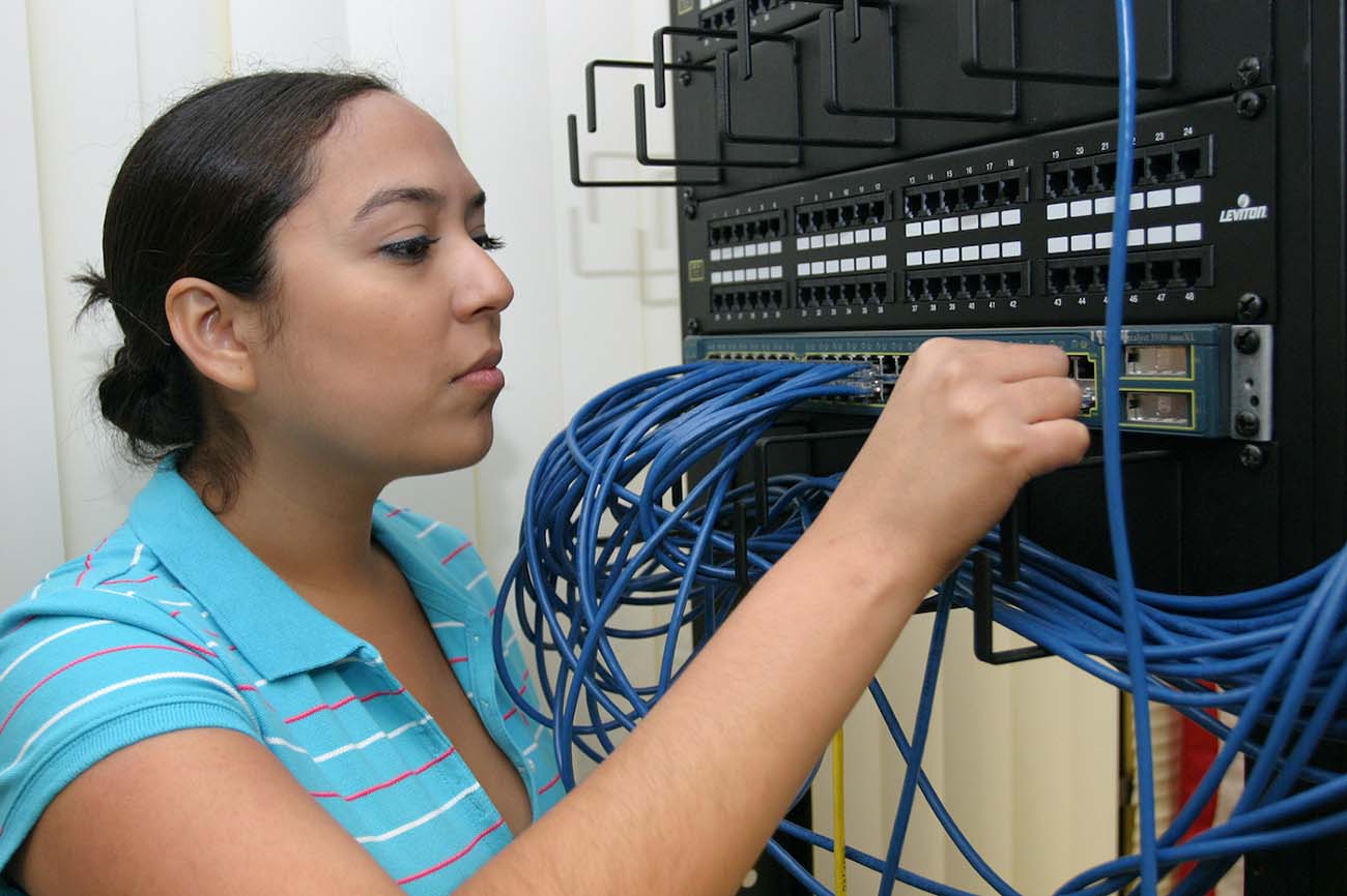Student Using Computer Wires