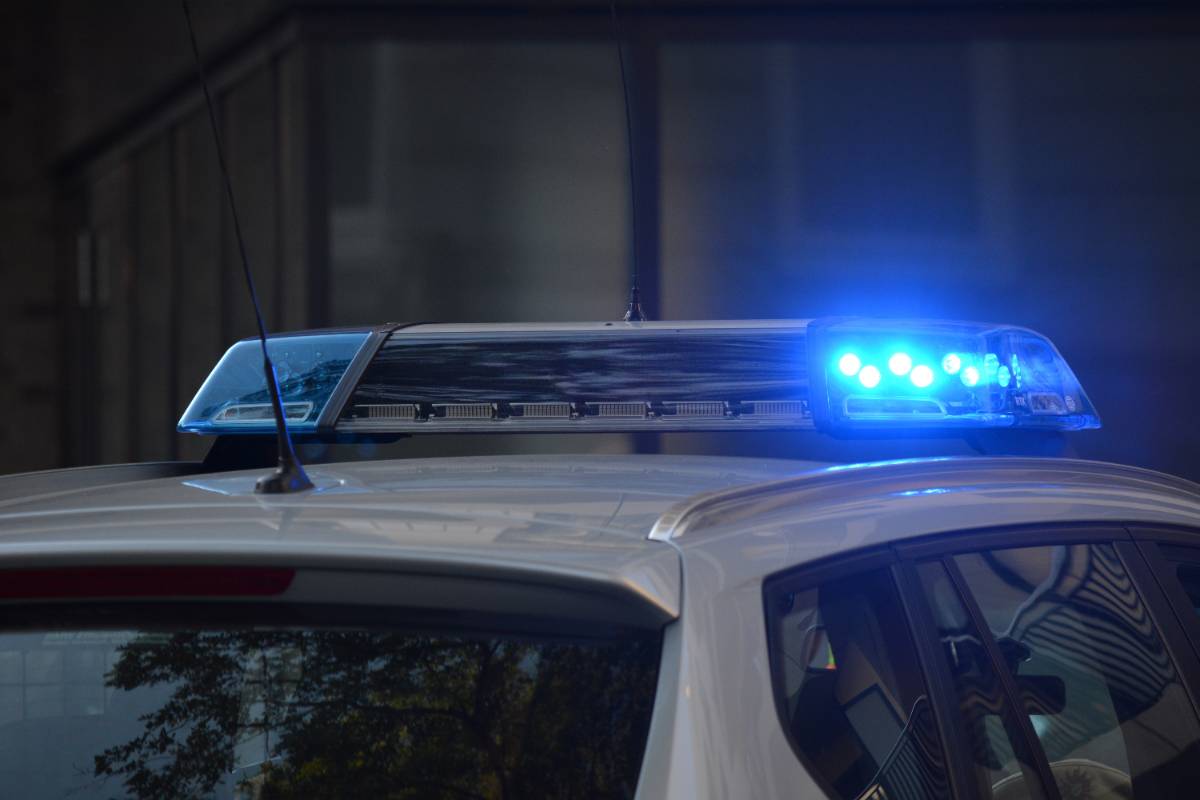 blue lights on a police car