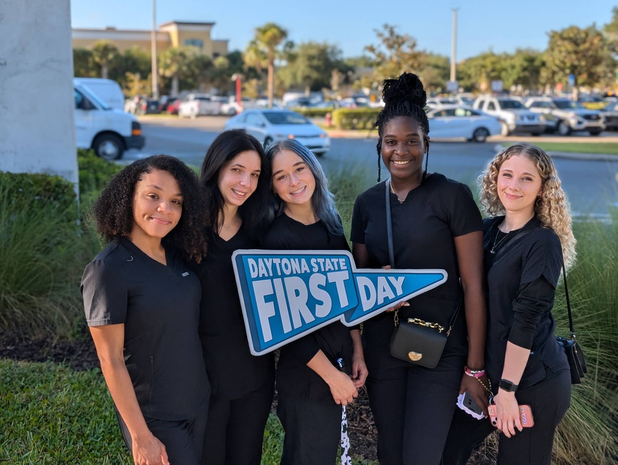 A group of cosmetology students on the first day of class. 