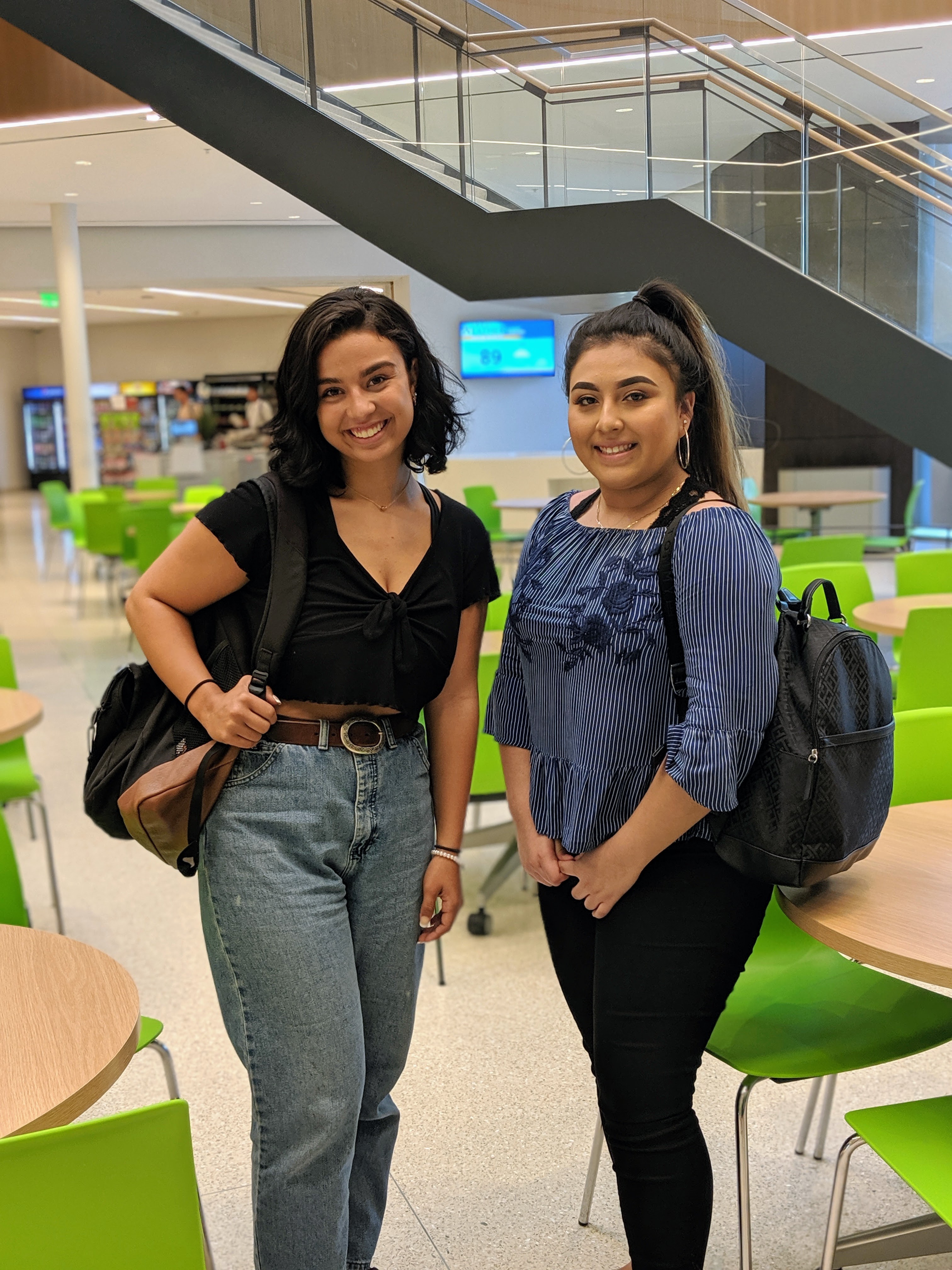 Two students in the Student Center. 