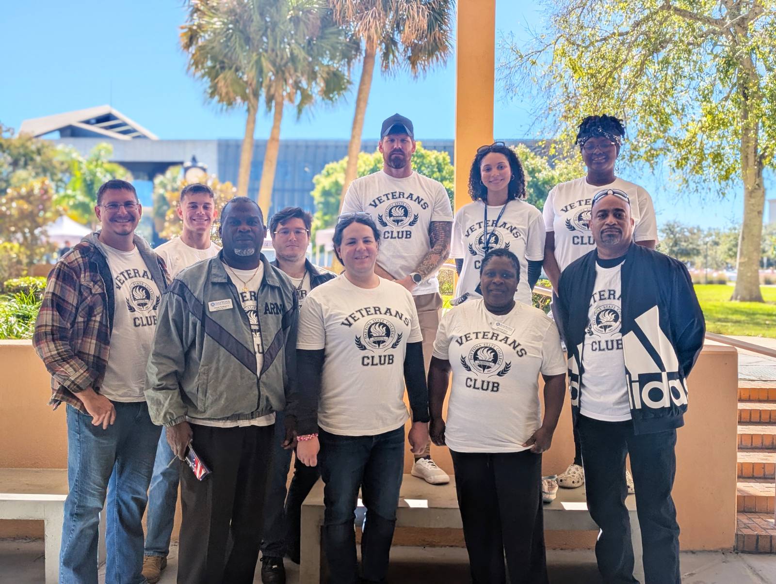 DSC staff and veterans club members on campus. 