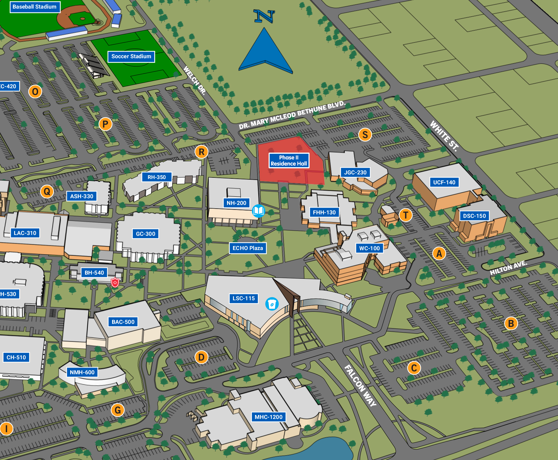 Campus map showing 2nd dorm location