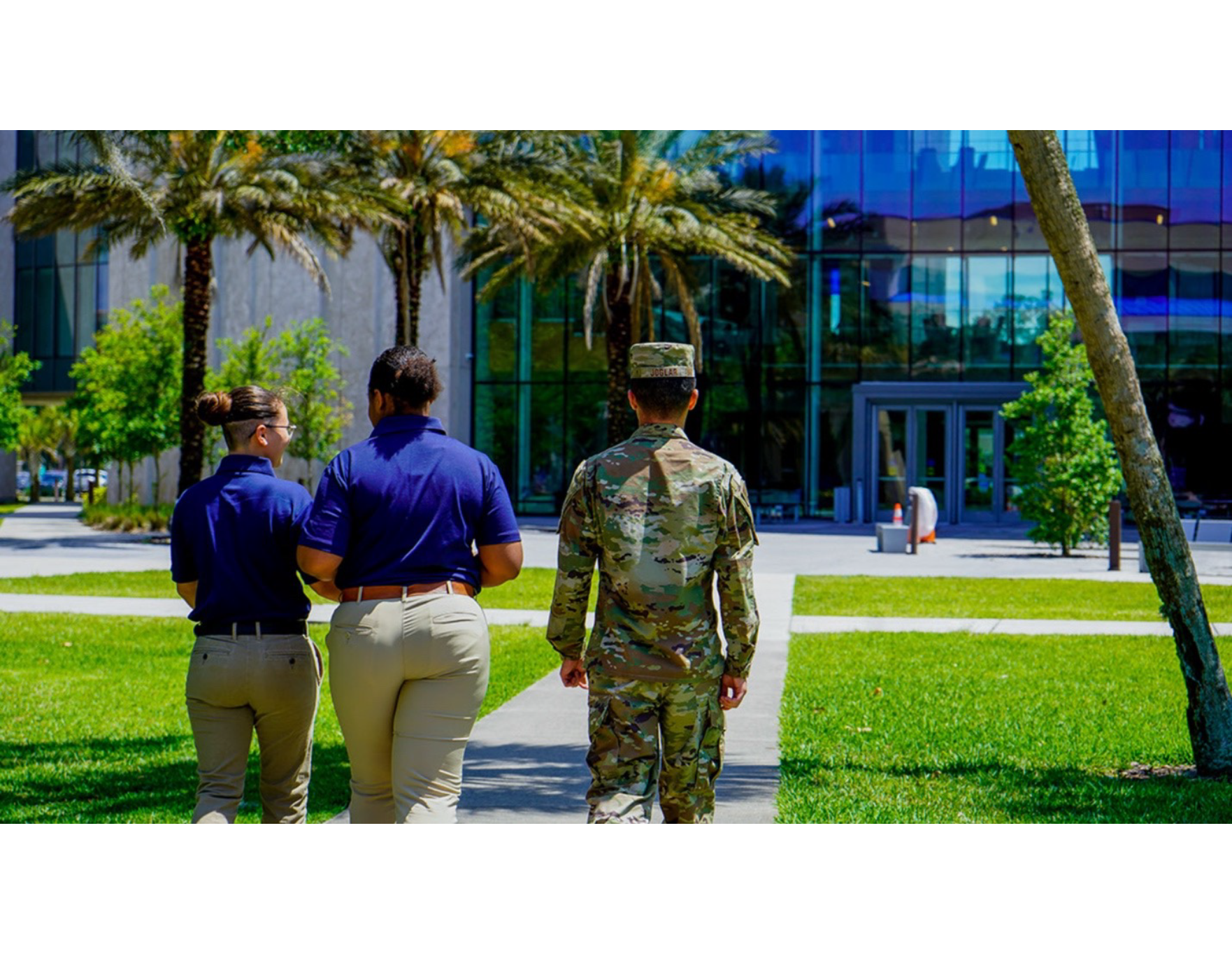 3 ROTC students walking